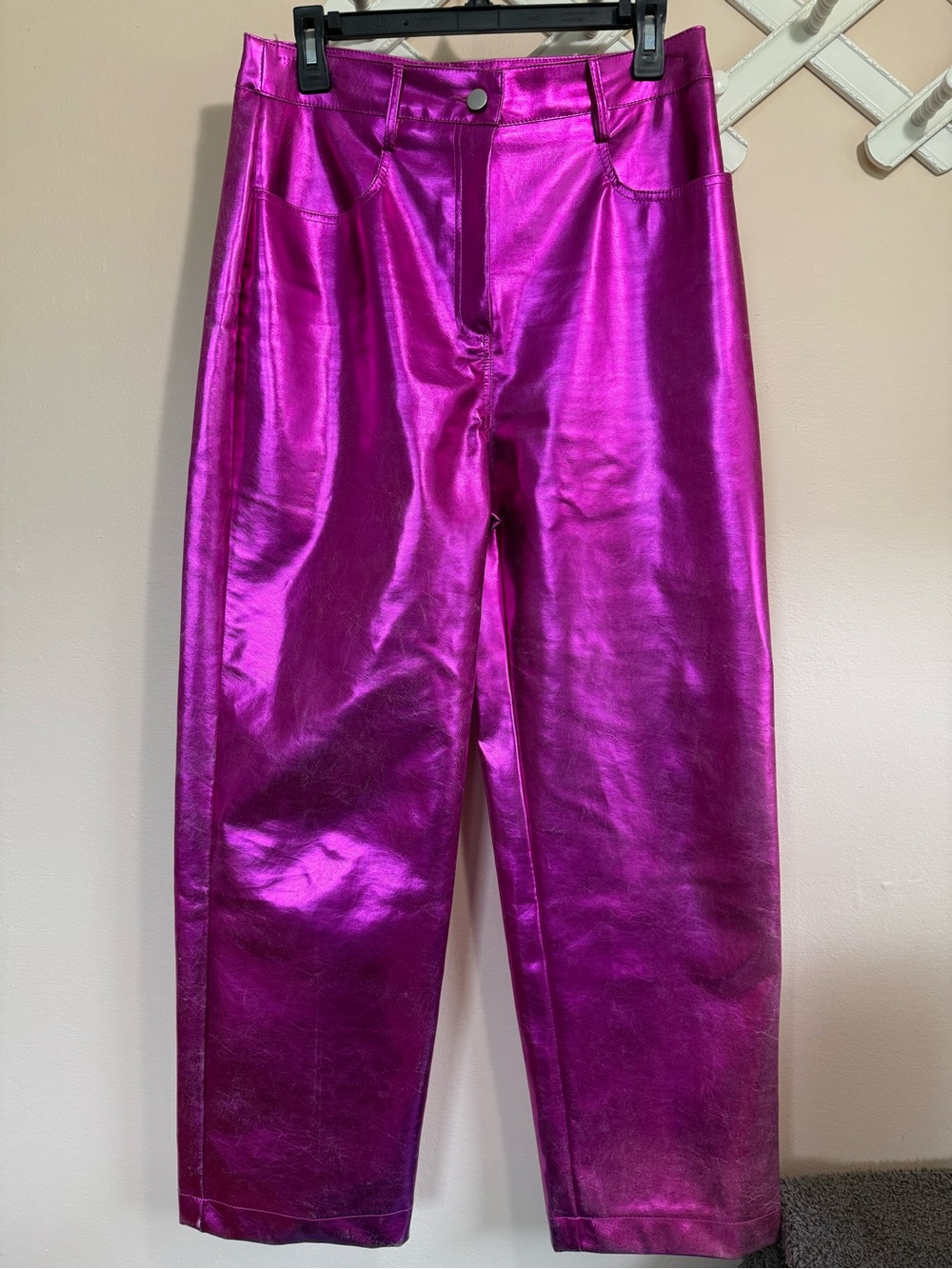 Women’s AmyLynn Metallic Fuchsia Pants - Stylish Shiny Bottoms